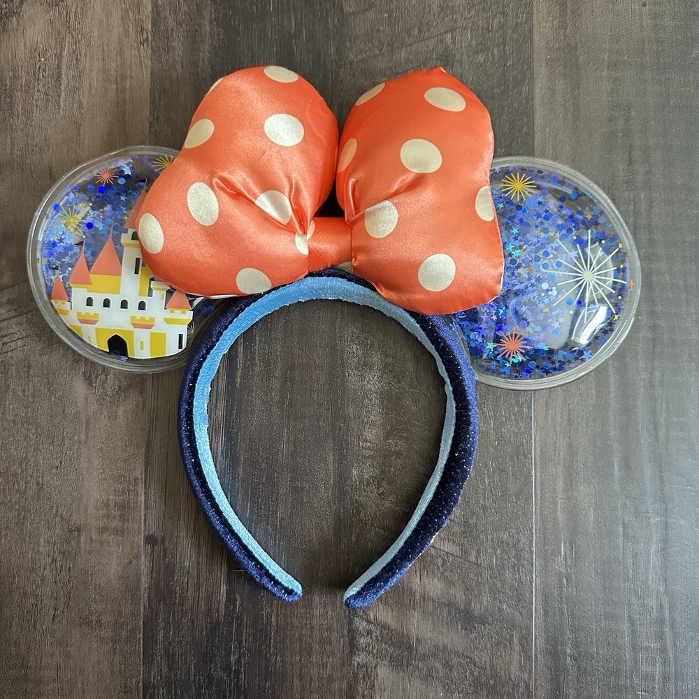 Disney‎ Parks 2023 Confetti Castle Fireworks Orange Bow Minnie Ears Headband